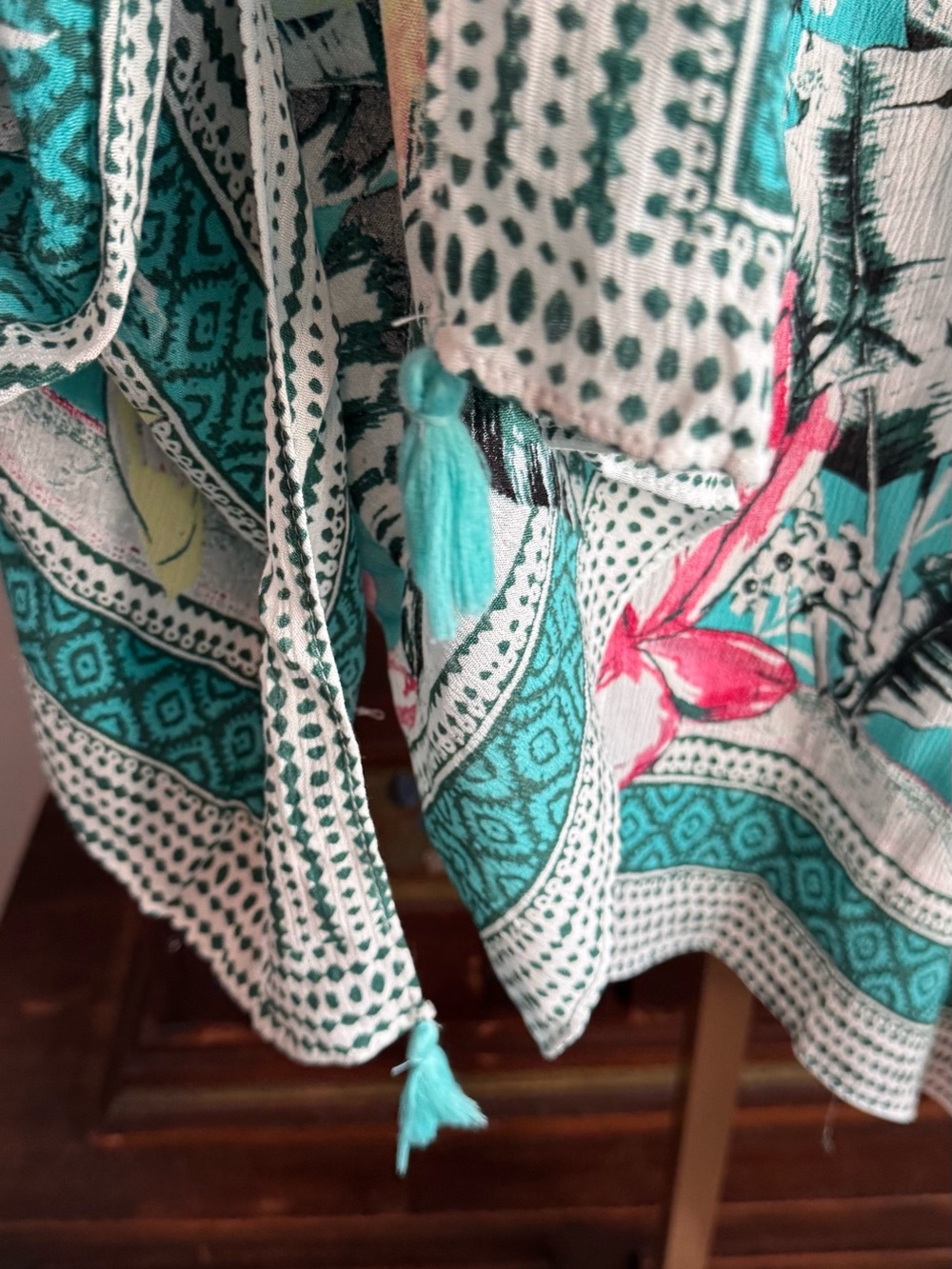 NWOT Vince Camuto Turquoise Floral Kimono Swimsuit Cover-Up - Picture 7 of 10